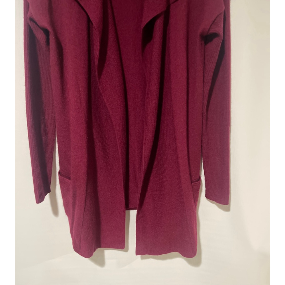 NWOT 100% Merino Wool Max Studio Women’s Burgundy Open Front Sweater Cardigan M - Picture 3 of 8